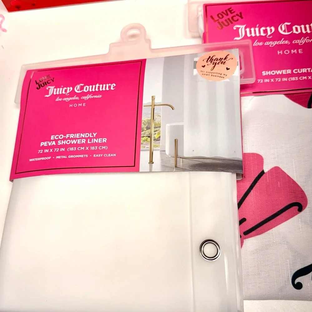 Juicy Couture Shower Curtain and Shower Liner Set NWT